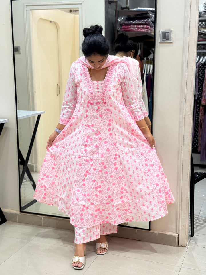 Cotton Dress with Cotton Lining – Summer Collection (White Base) | R113