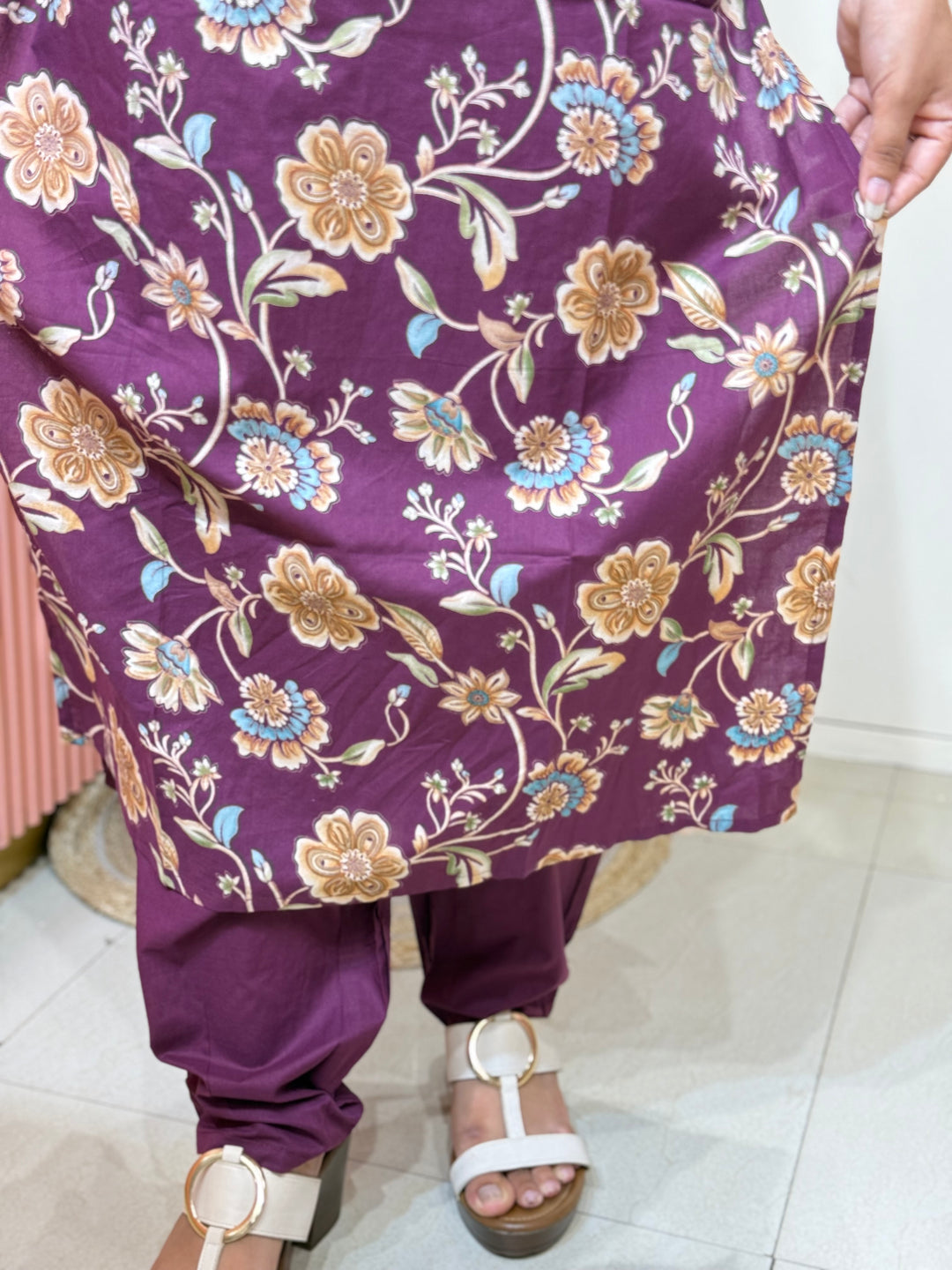 Cotton 2 piece collection with floral work | R137