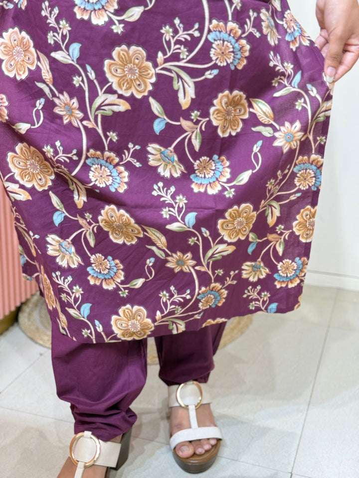 Cotton 2 piece collection with floral work | R137