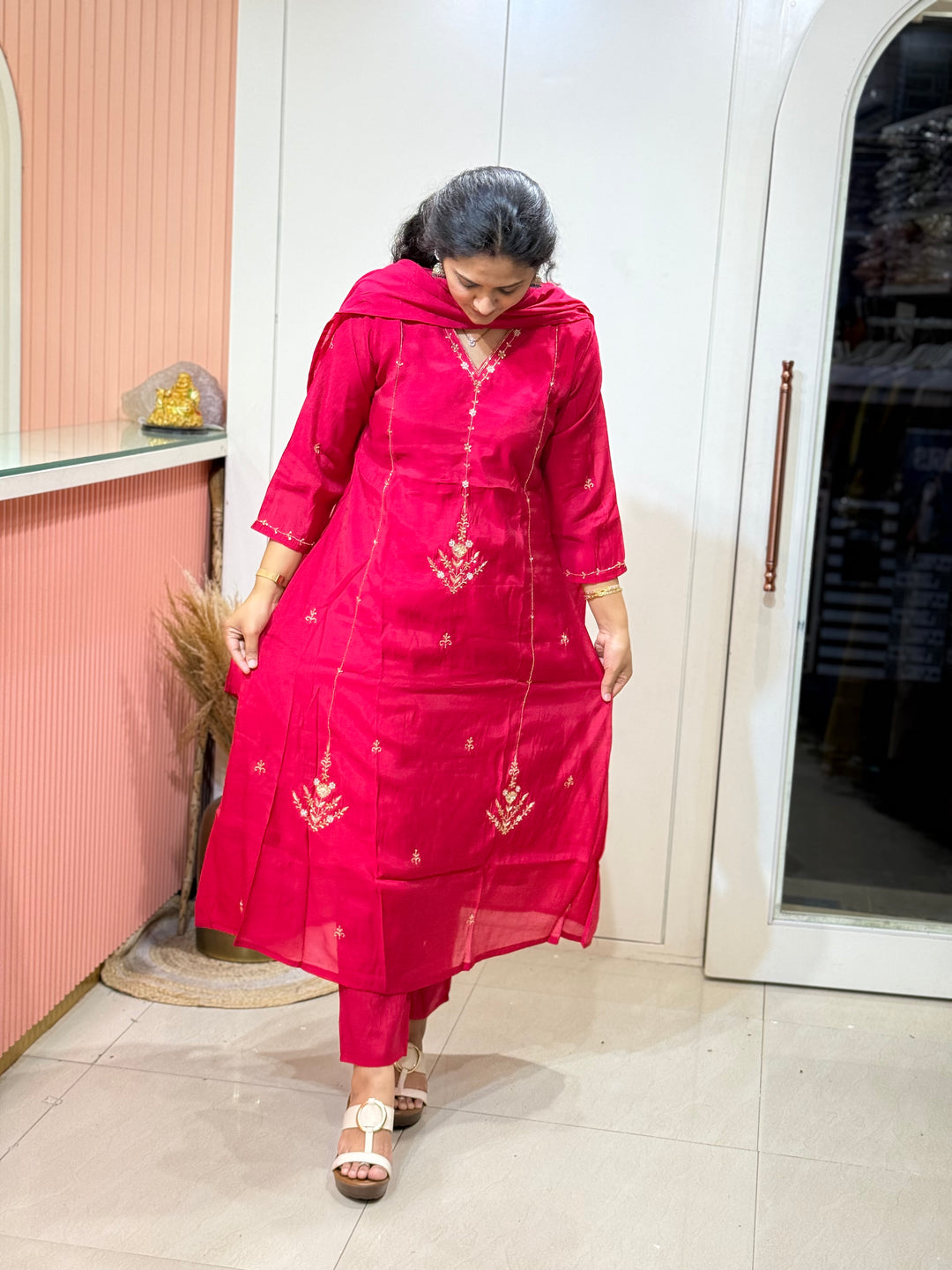 S Mul Chanderi Semi Party Wear | R138