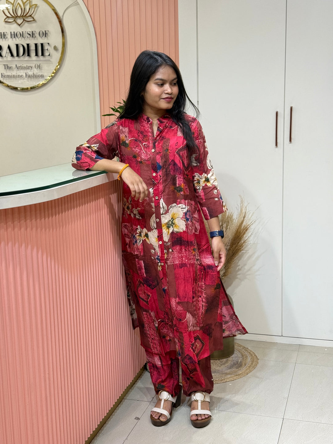 Rayon 2 piece collection with floral work | R137