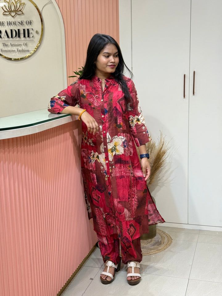 Rayon 2 piece collection with floral work | R137