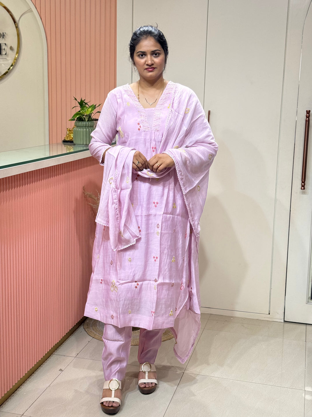 Mul Chanderi Collection with Embroidery work (Cotton Lining)| R204