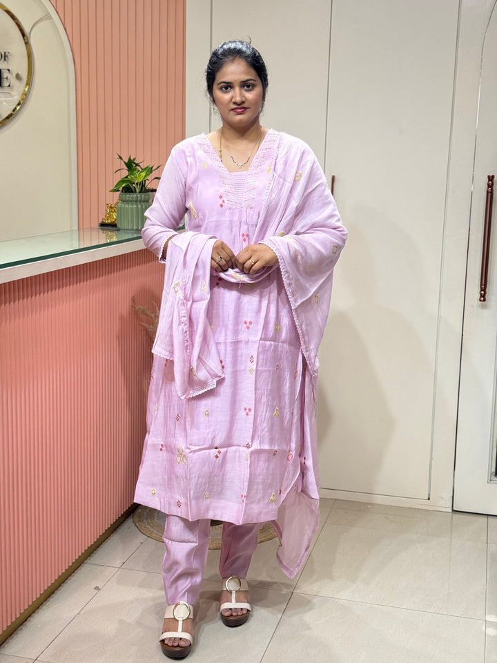 Mul Chanderi Collection with Embroidery work (Cotton Lining)| R204