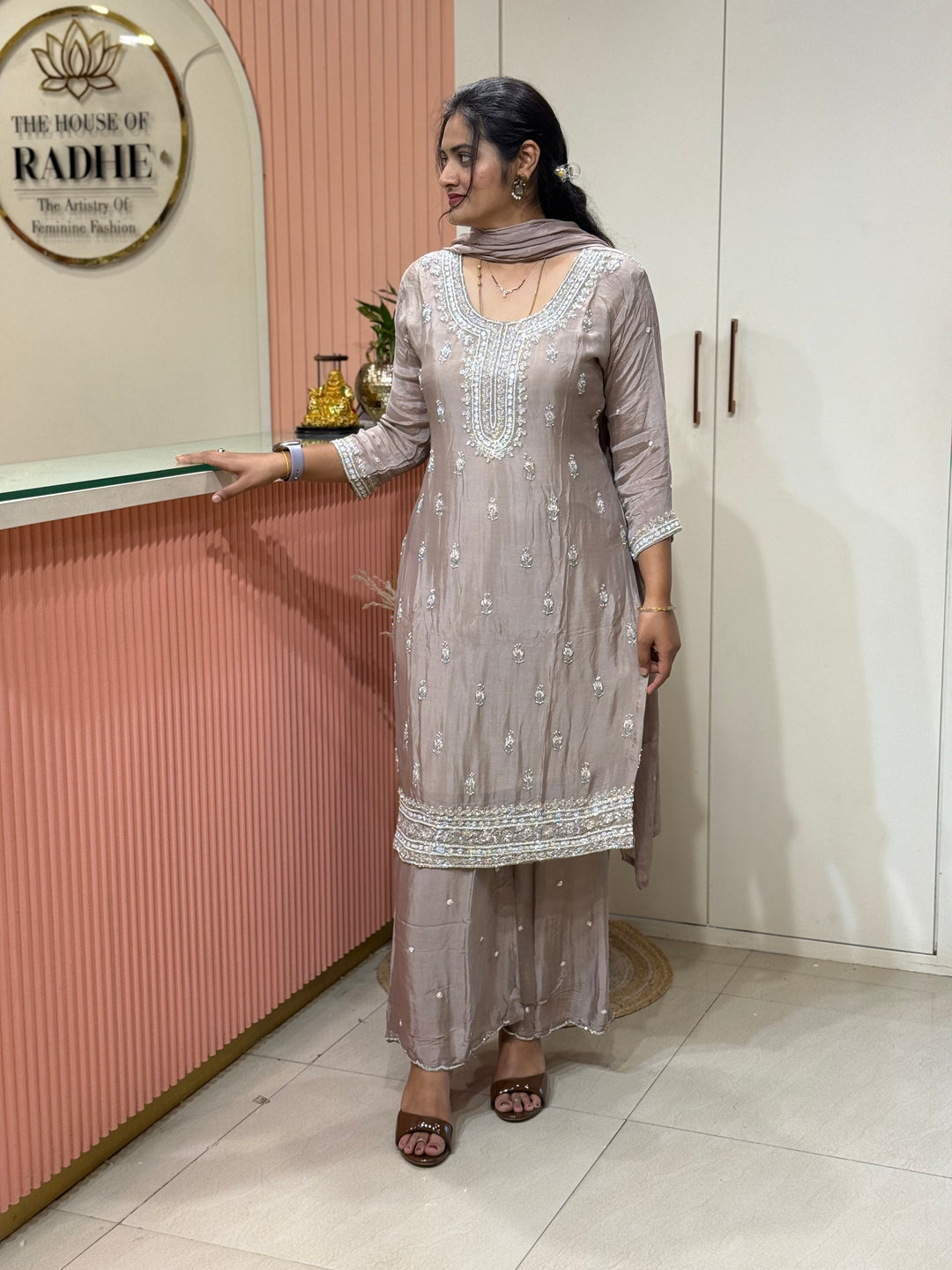 Pure Chinon Handwork Collection Party Wear  | R177