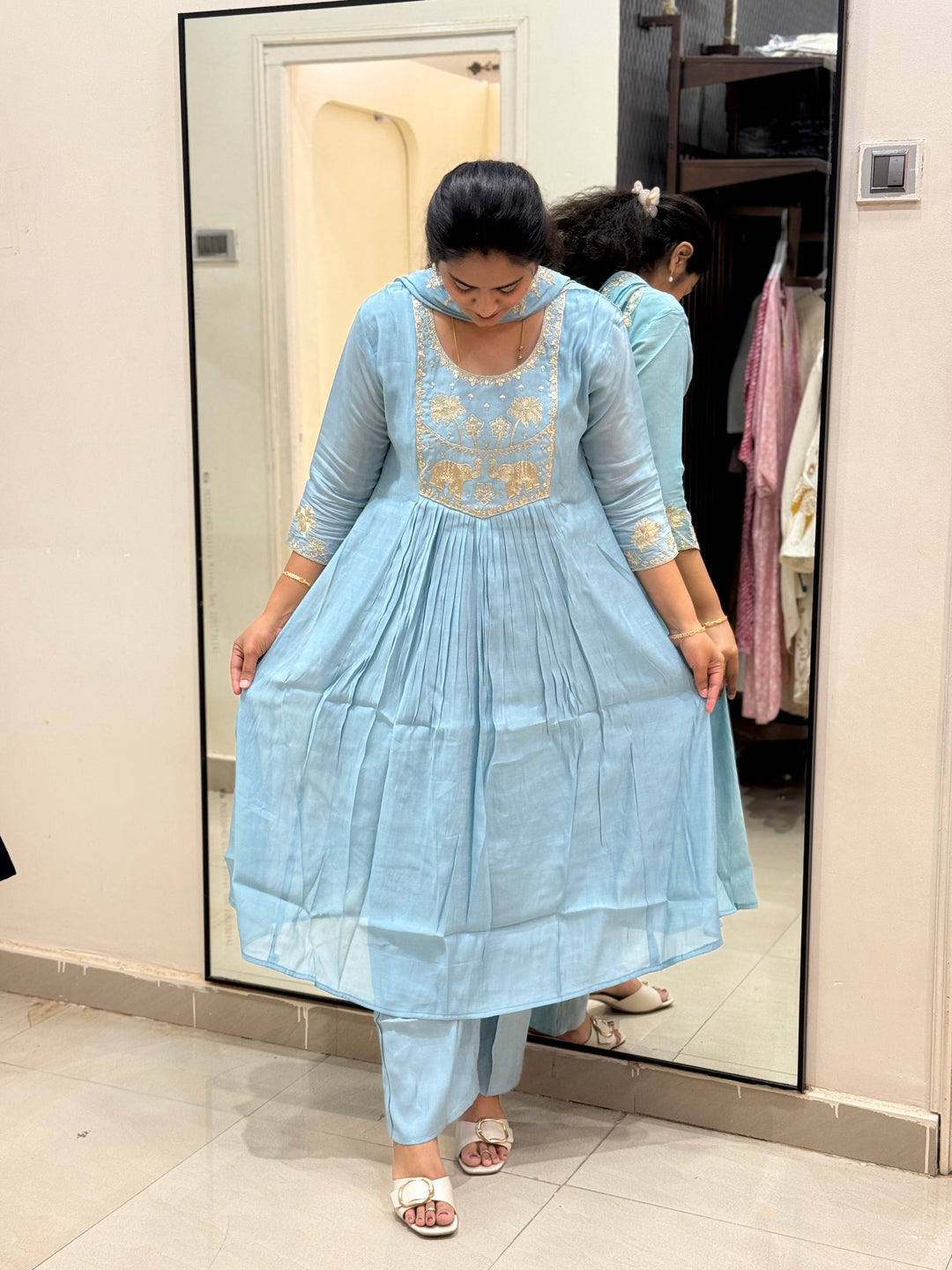 Mul Chanderi 3Pcs Set Collection (Cotton Lining )| R209