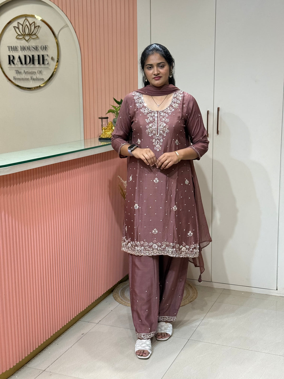 Pure Chinon Heavy Handwork Flared Palazzo Collection | R117
