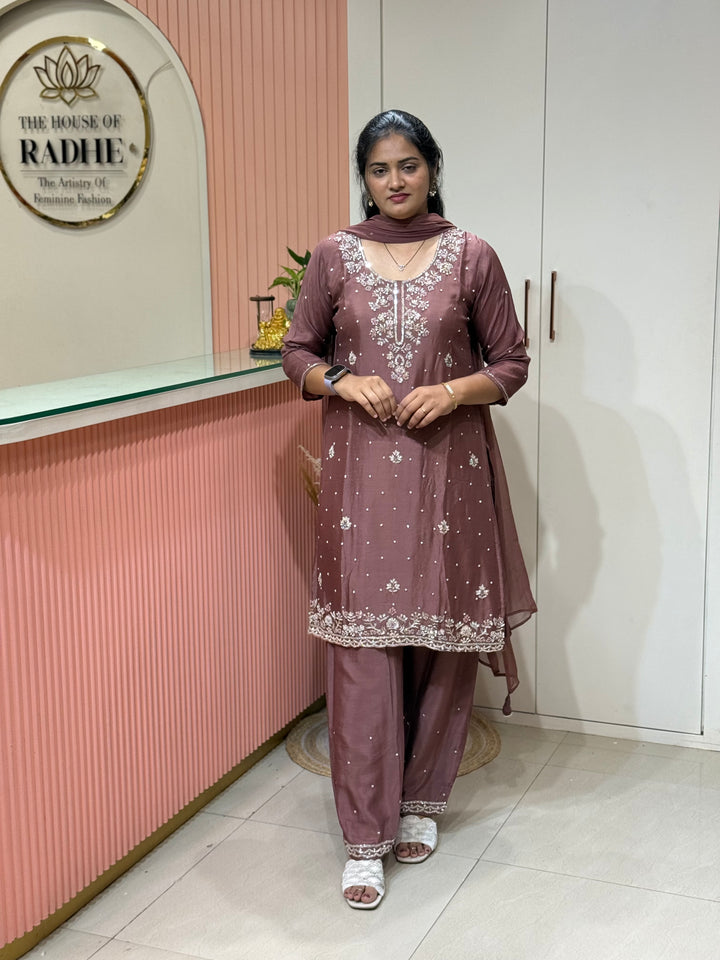 Pure Chinon Heavy Handwork Flared Palazzo Collection | R117