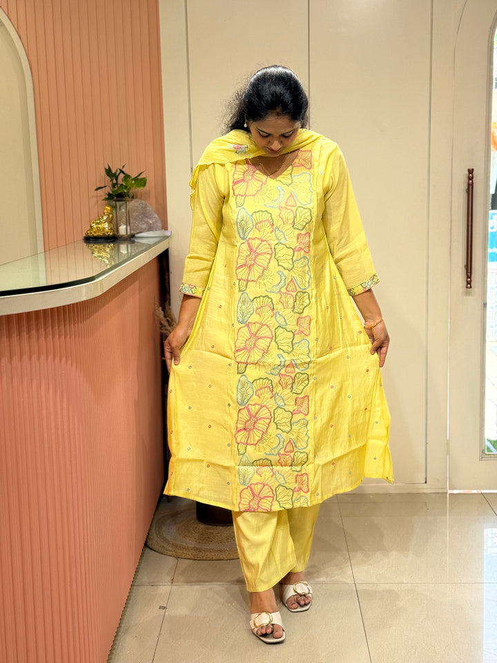 Mul Chanderi with Embroidery work ( Cotton Lining )| R204