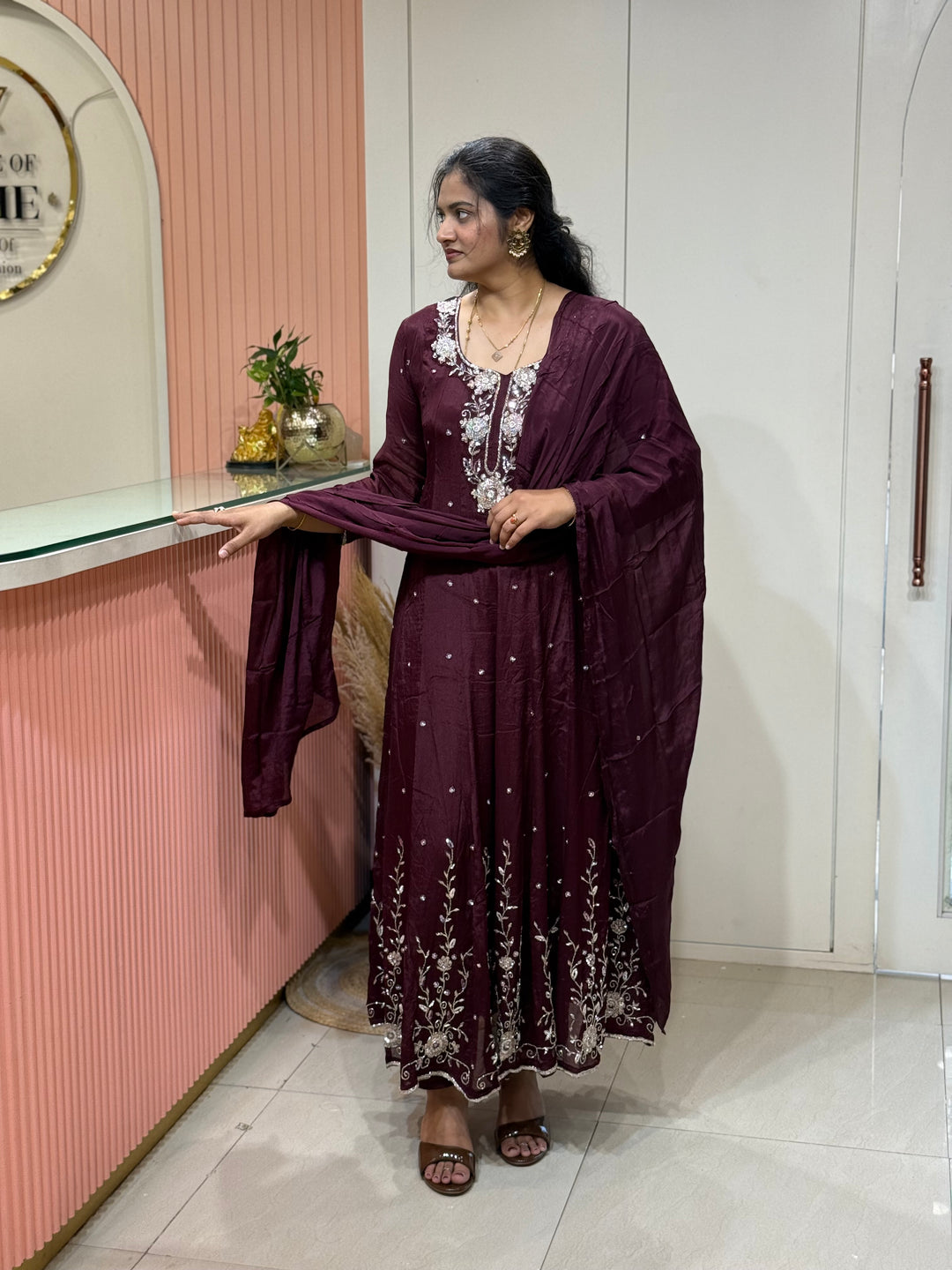 Pure Chinon Handwork Collection Party Wear | R177