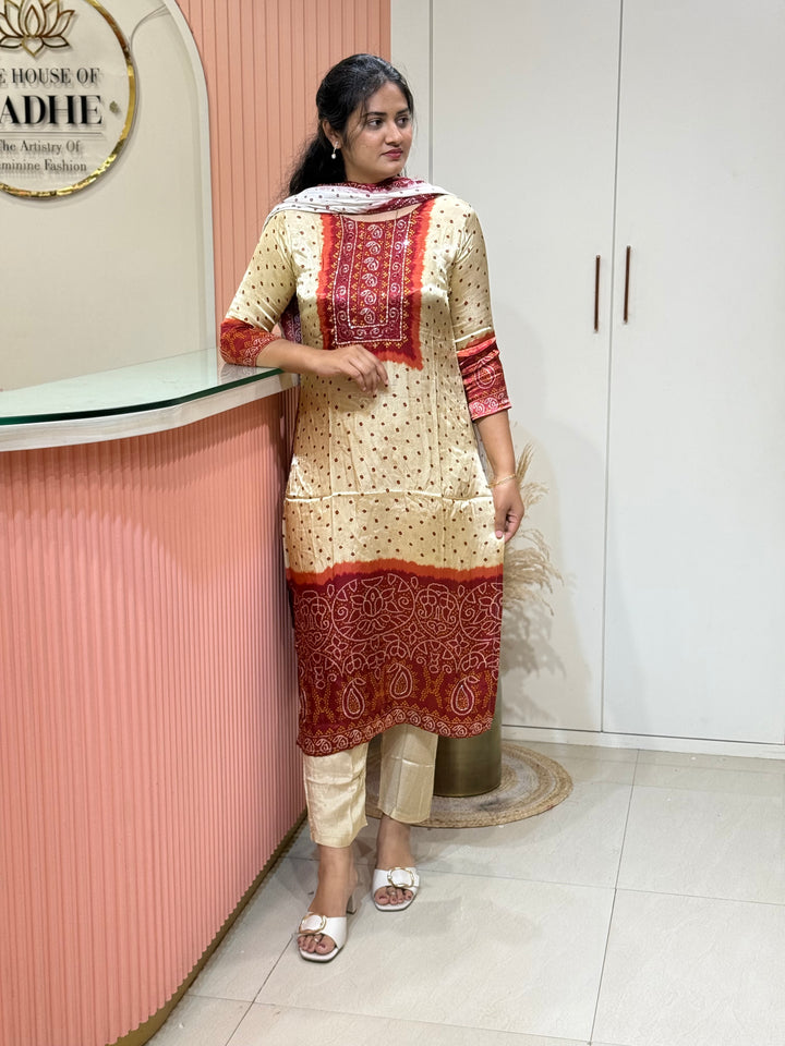 Gaji Satin Collection with Bandini print ( Dupatta Gaji Satin ) | R227