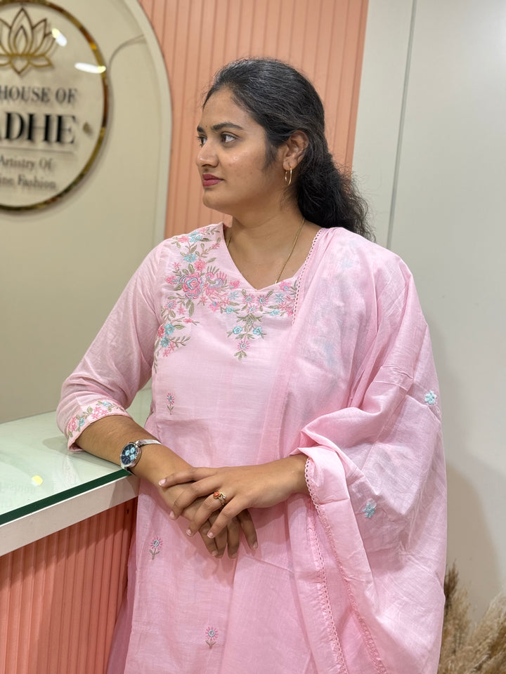 Pure Mul Cotton with Embroidery work (cotton lining) | R168