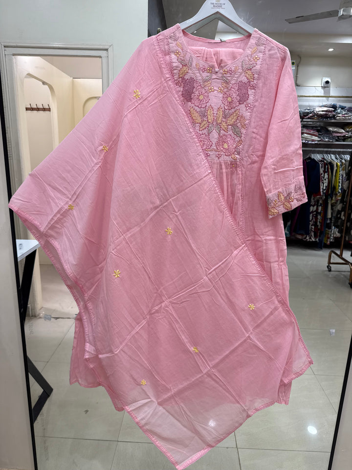 Pure Mul Cotton with Embroidery Work (Cotton Lining)  | R168