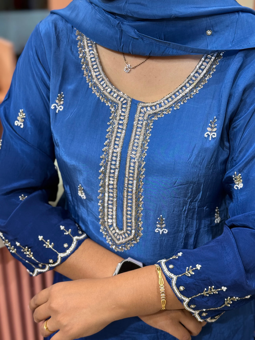 Pure Chinon Heavy Handwork Flared Palazzo Collection | R117