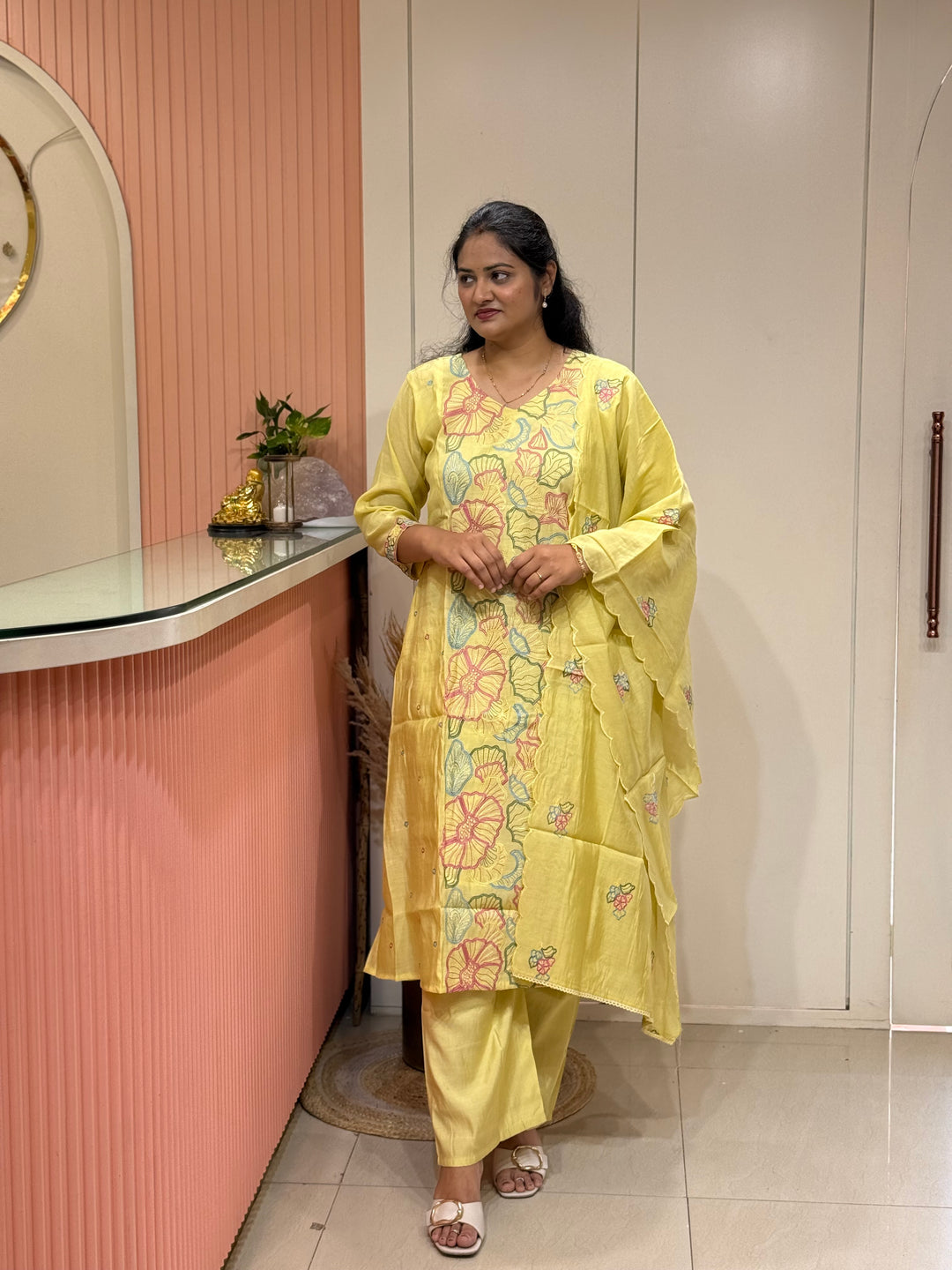 Mul Chanderi with Embroidery work ( Cotton Lining )| R204