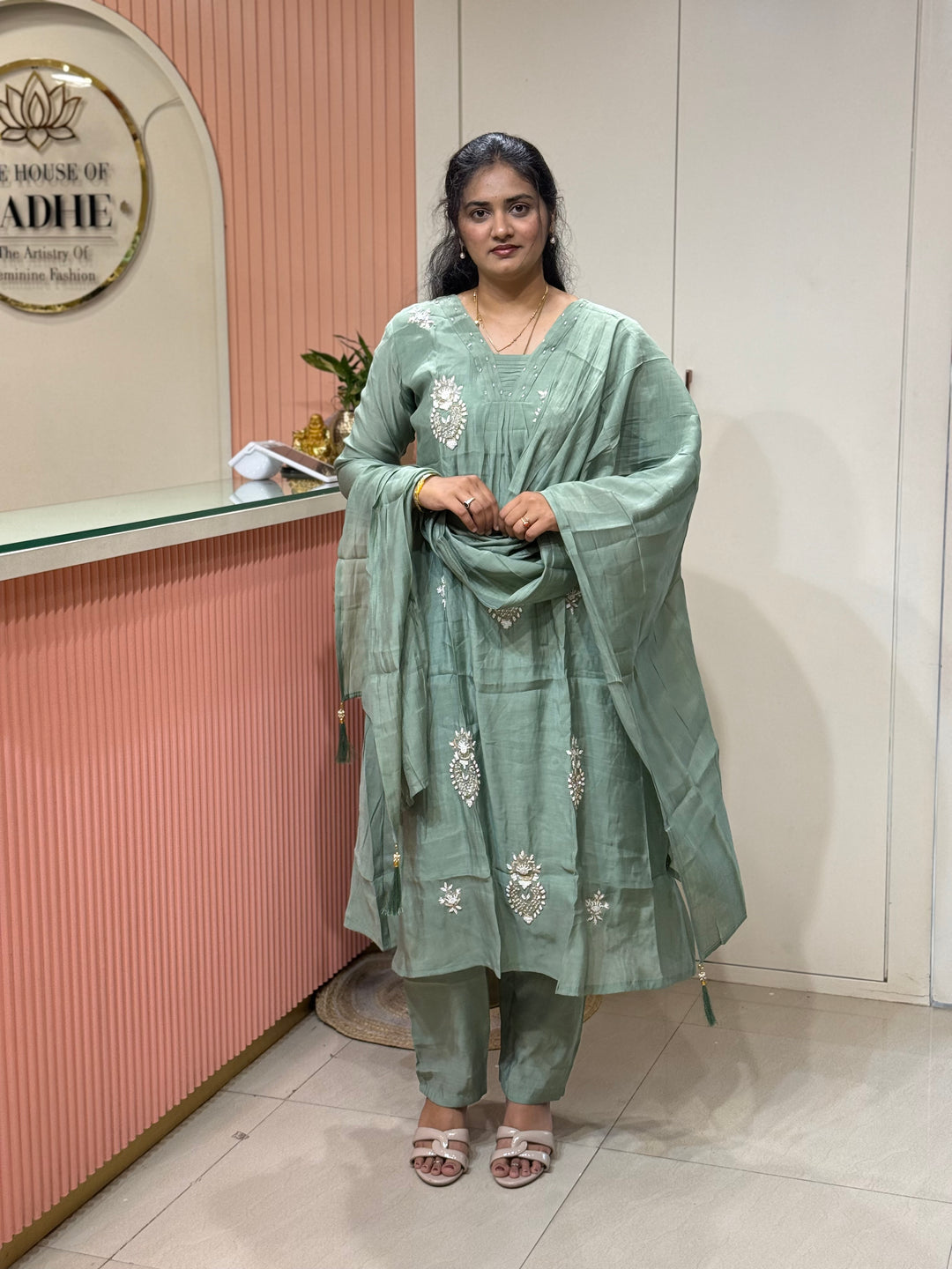 Mul Chanderi With Cut Dana and Zardosi Semi Party Wear Collection | R206