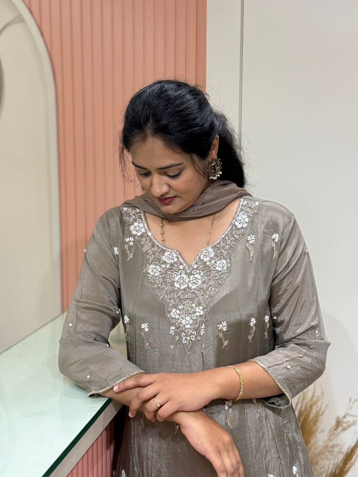 Pure Chinon Festive Collection | Full Handwork, Sequin &amp; Cut Dana | R177