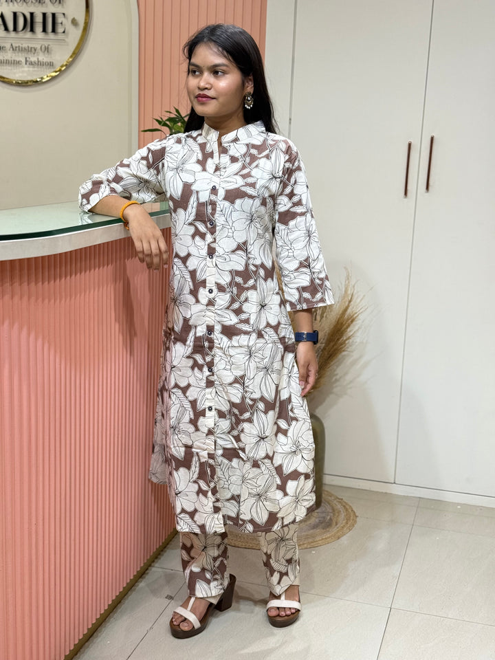 Flex Cotton 2 piece collection with floral work | R137