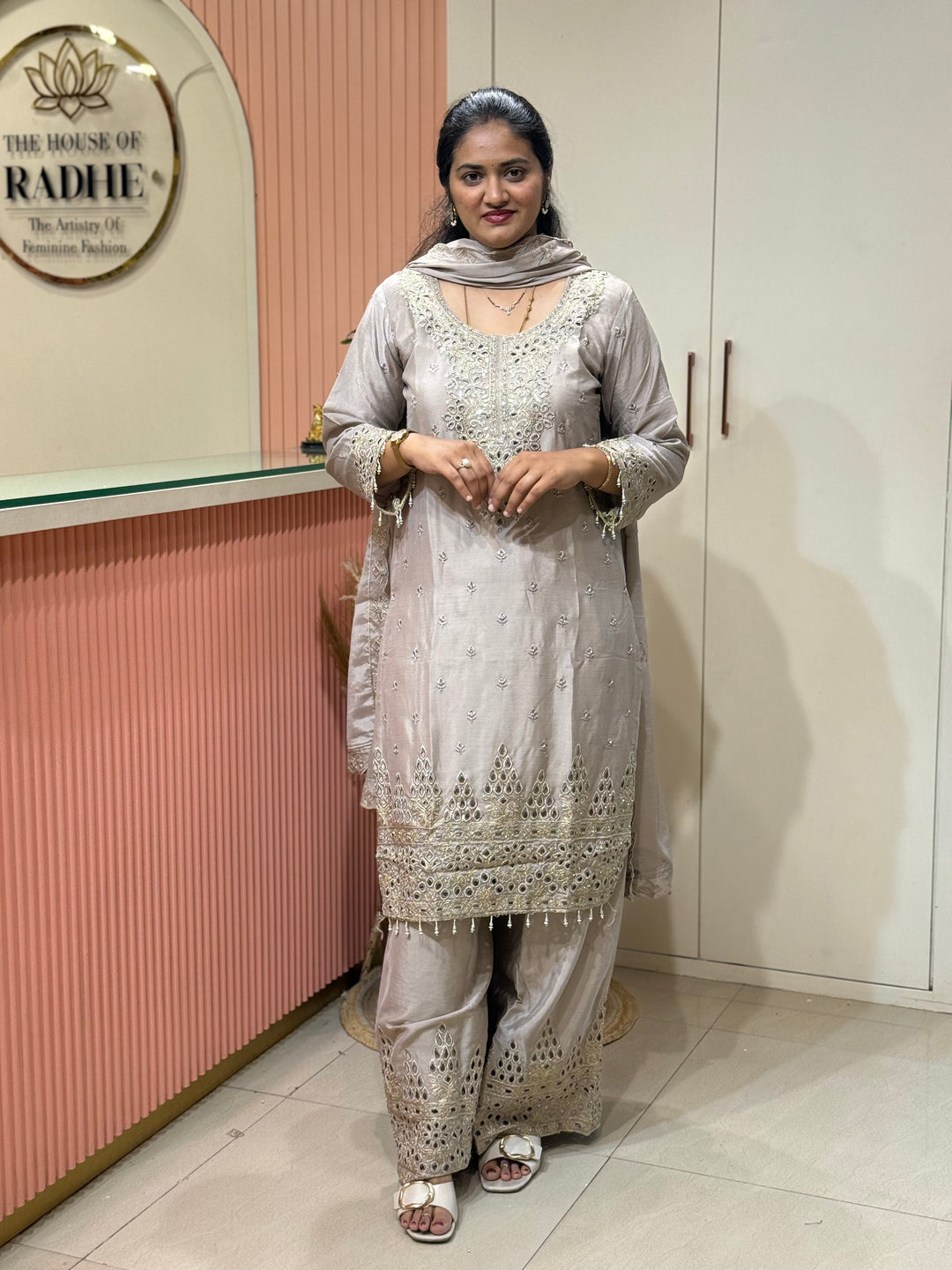 Pure Tissue Silk Collection with Beautiful Work ( flare Plazo) | R148