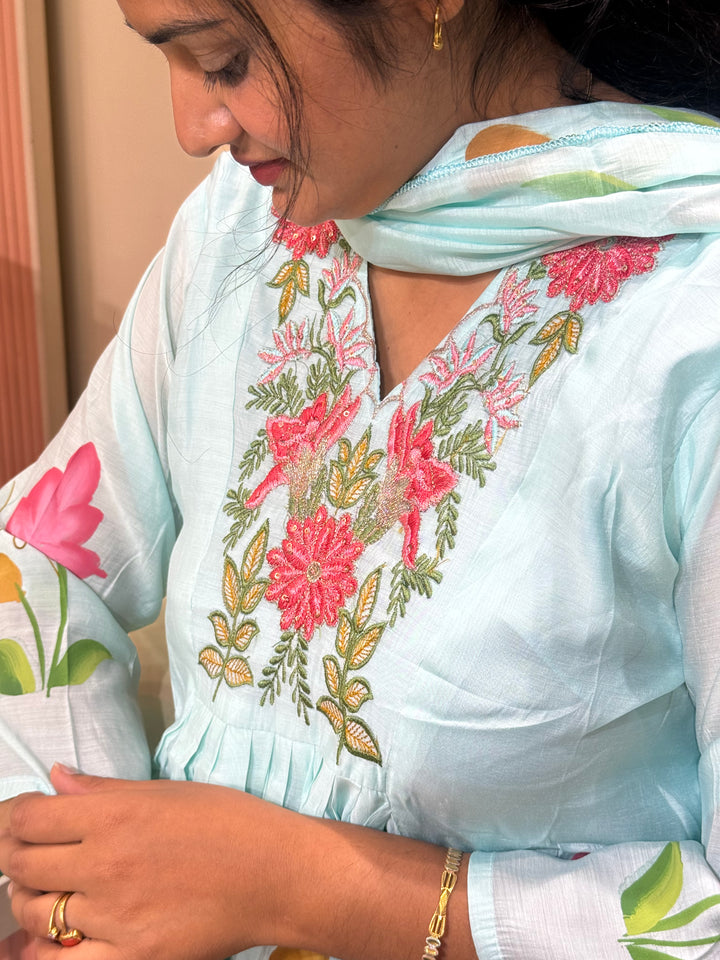 Mul Chanderi Collection with Brush Paint | R209
