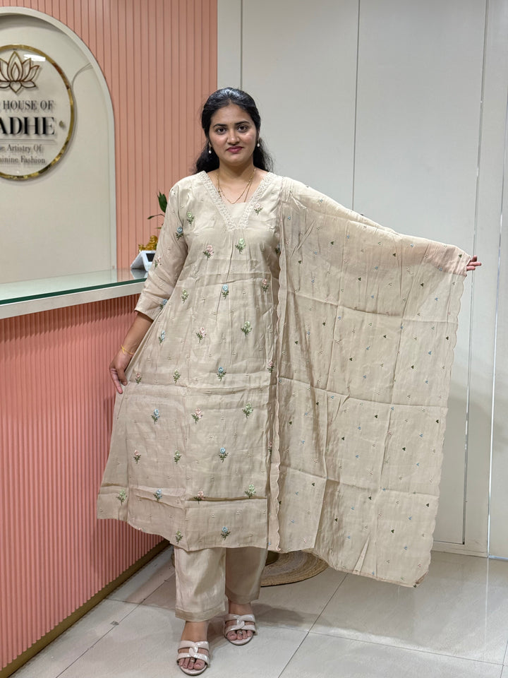 Mul Chanderi with Beautiful  Embroidery work| R209