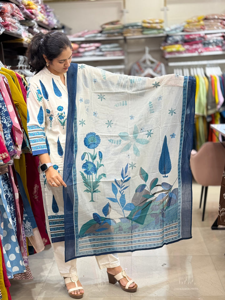 Khadi Cotton 3 Pc Kurta Set – Flowy Collection | R156