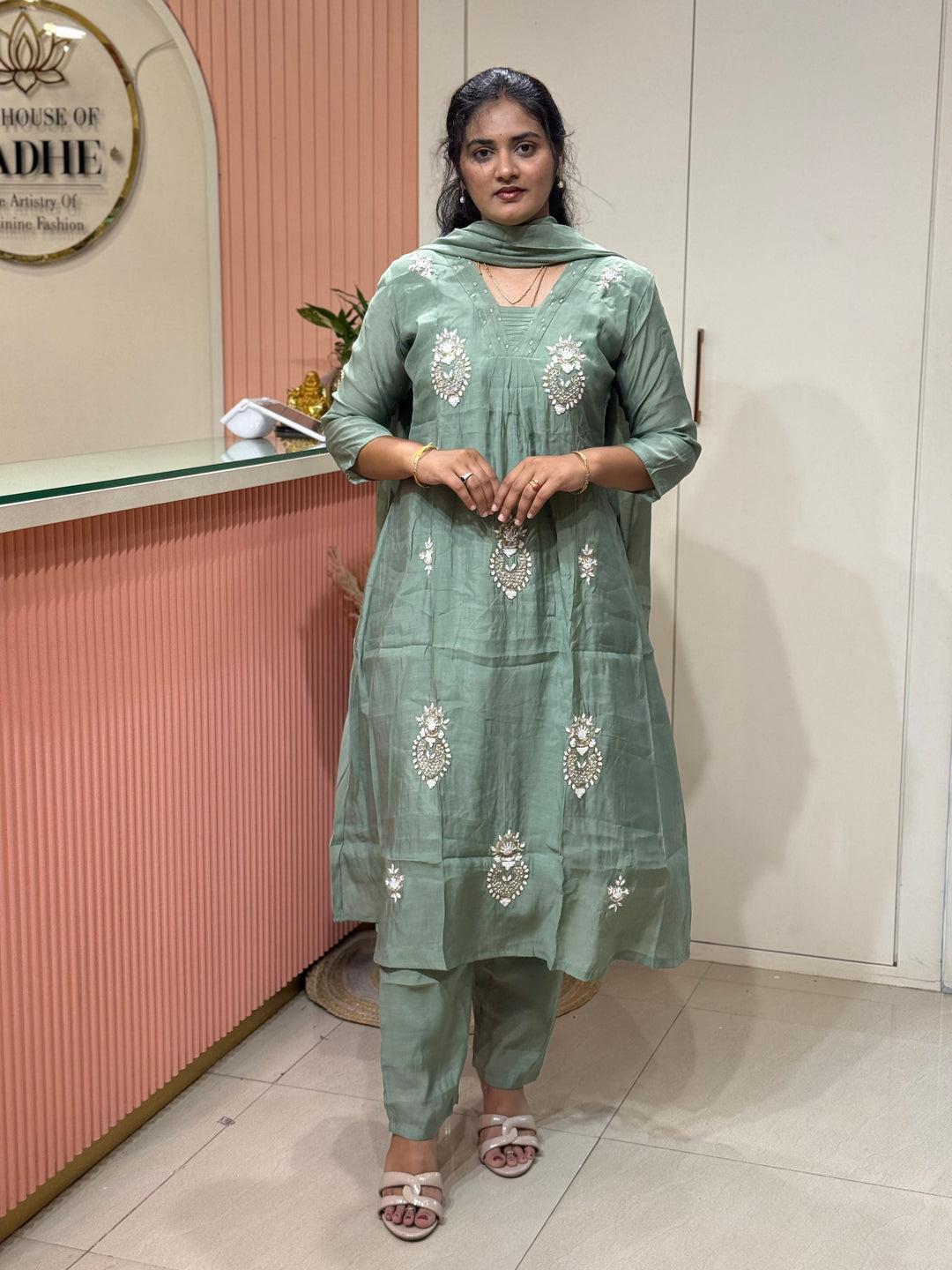 Mul Chanderi With Cut Dana and Zardosi Semi Party Wear Collection | R206