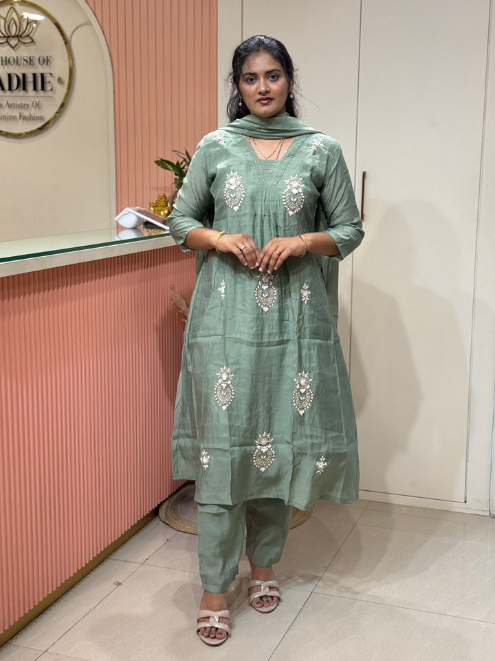 Mul Chanderi With Cut Dana and Zardosi Semi Party Wear Collection | R206