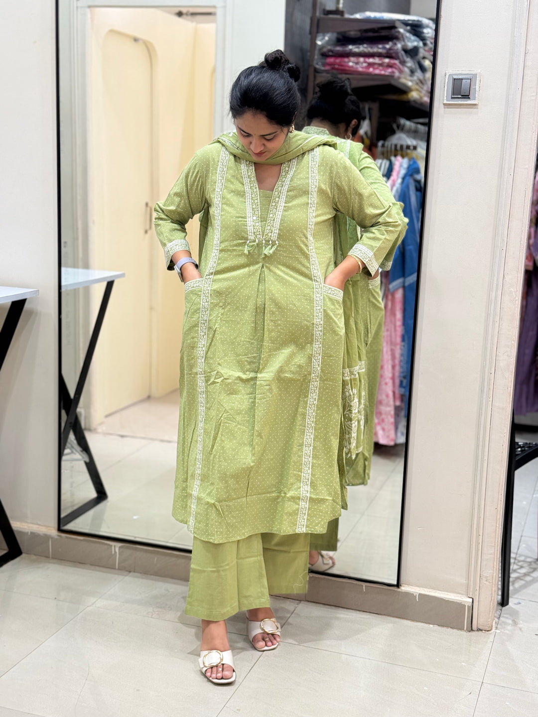 Pure 60×60 Cotton Kurta Set with Front Pockets  | R114