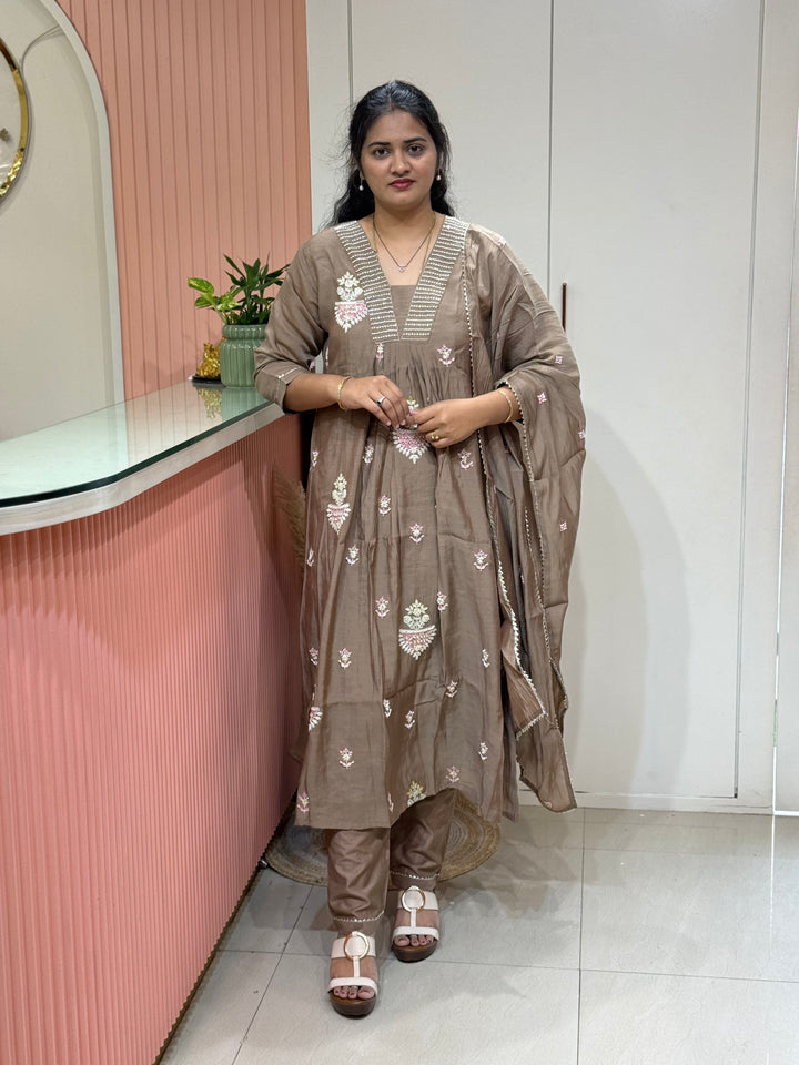 Pure Mul Chanderi handwork collection A Line Pattern | R229