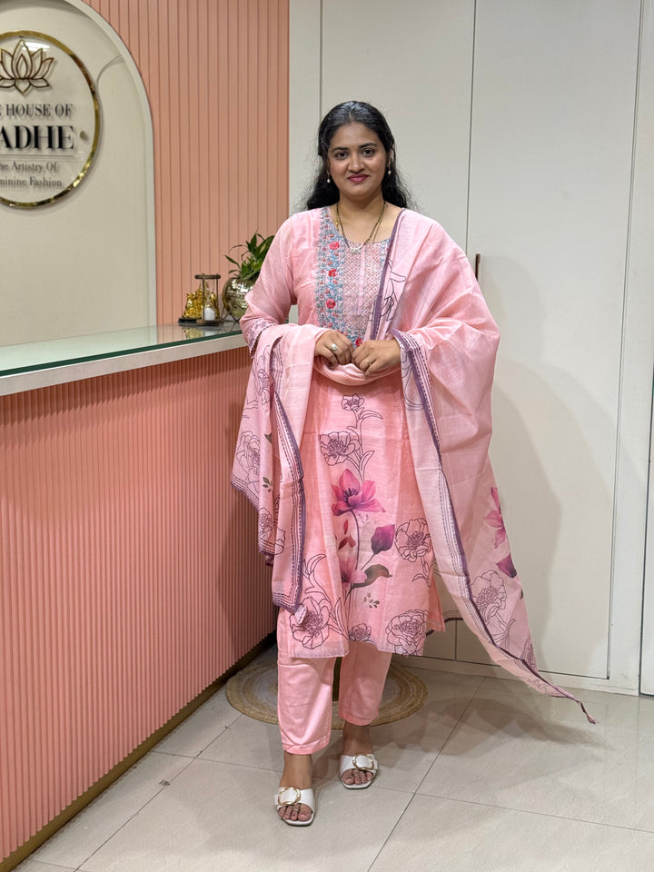 Silk Linen Fabric Collection with Hand Embroidery | R113