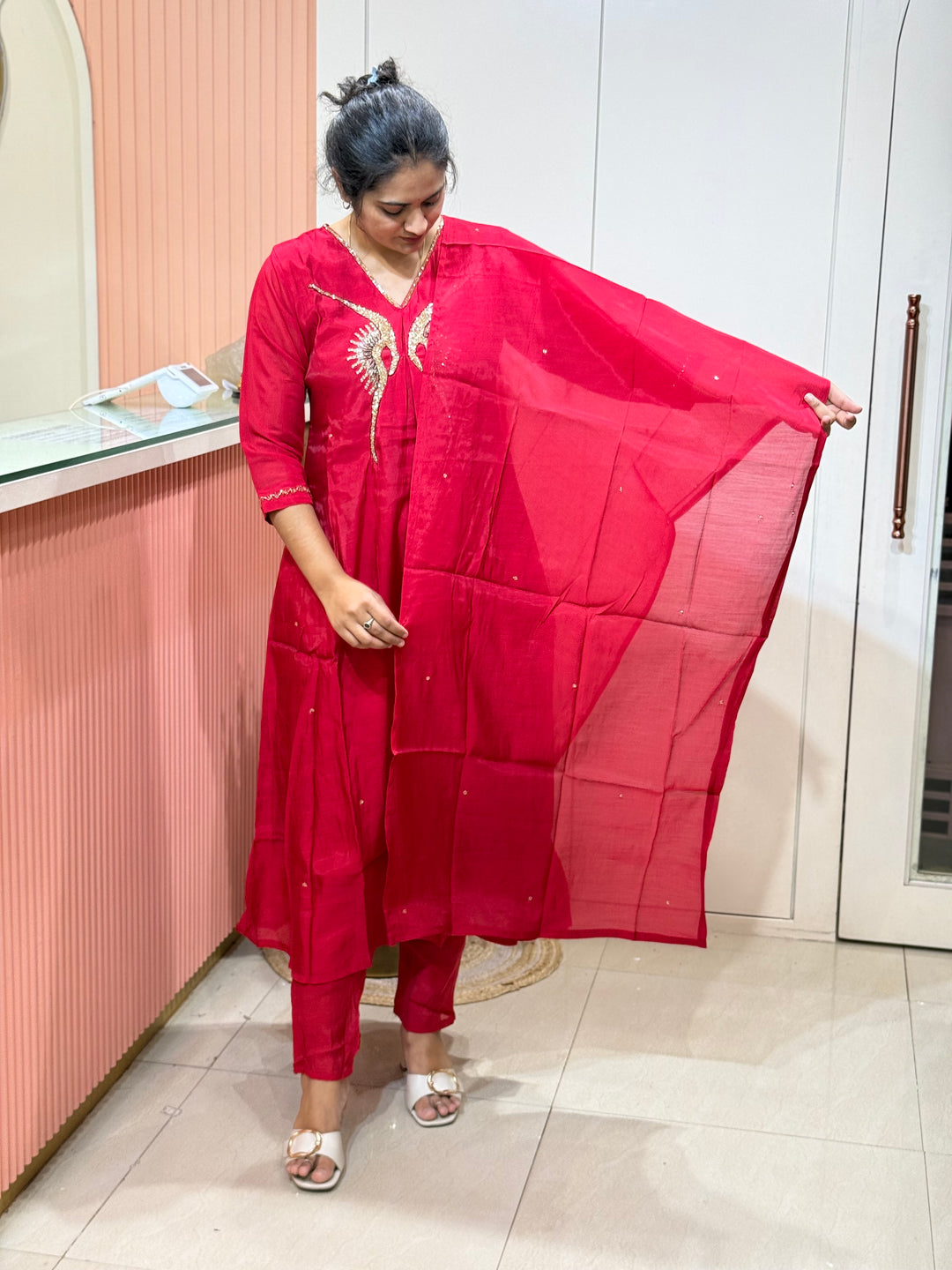 Mul Chanderi Elegant Yoke Work | R138