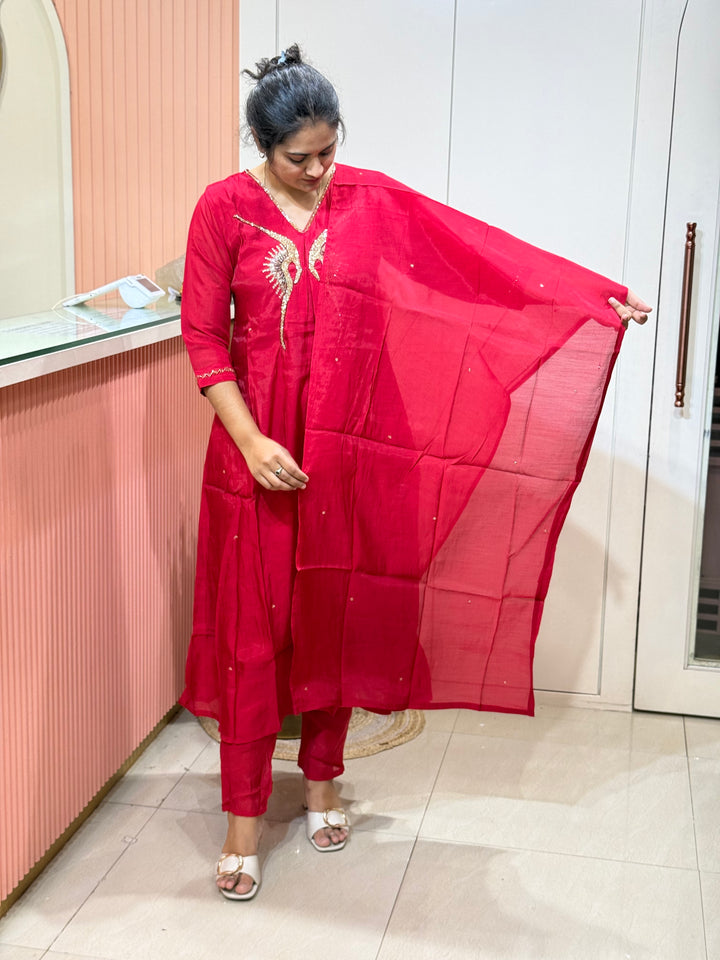Mul Chanderi Elegant Yoke Work | R138