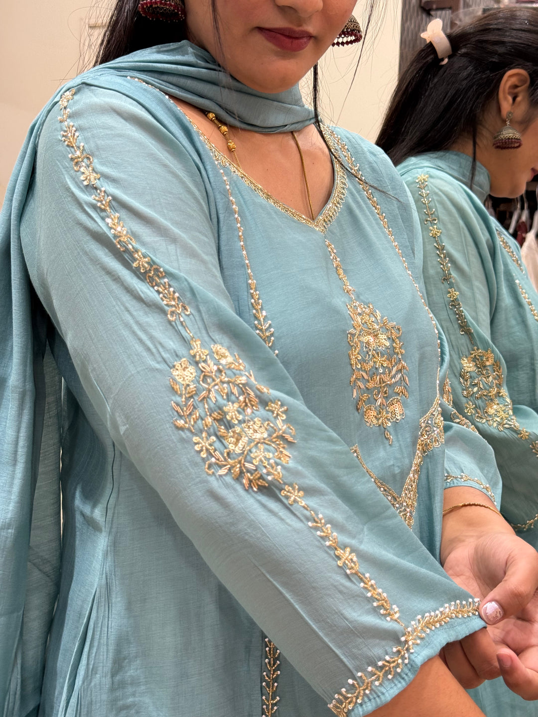 Premium Mul Chanderi with Cut Dana work Party Wear Collection | R206