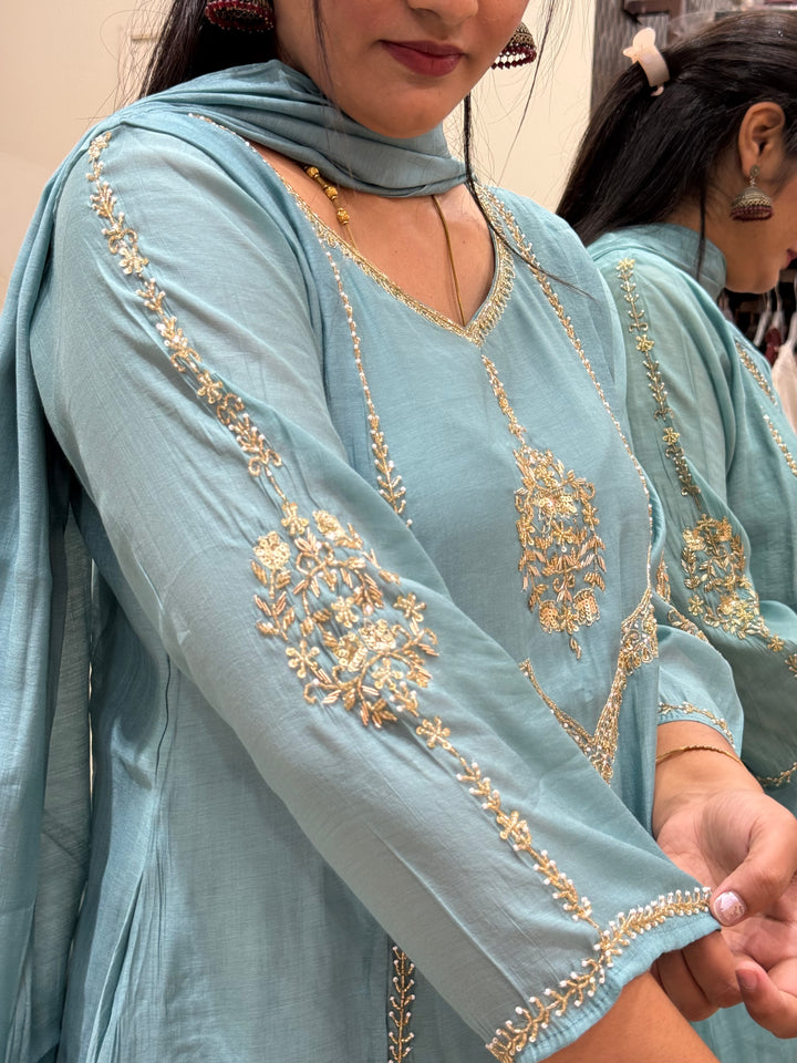Premium Mul Chanderi with Cut Dana work Party Wear Collection | R206