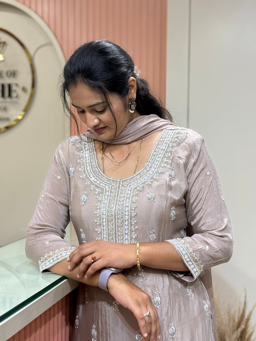 Pure Chinon Handwork Collection Party Wear  | R177
