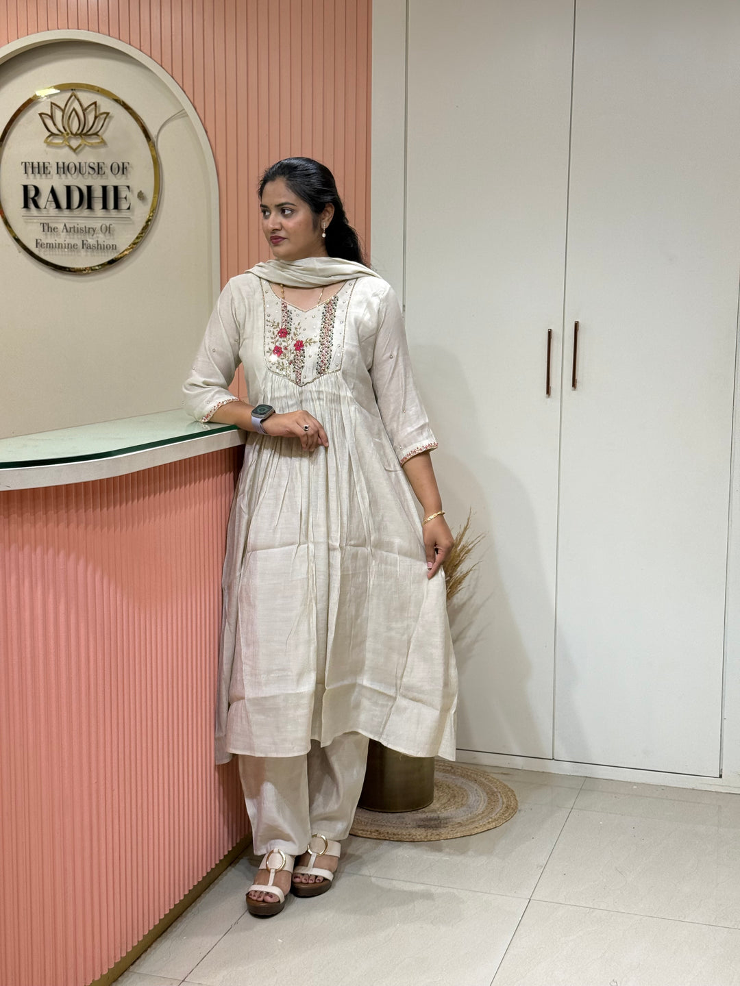 Coral Mul Chanderi Collection Semi Party Wear (Cut Dana &amp; bead Work)| R208