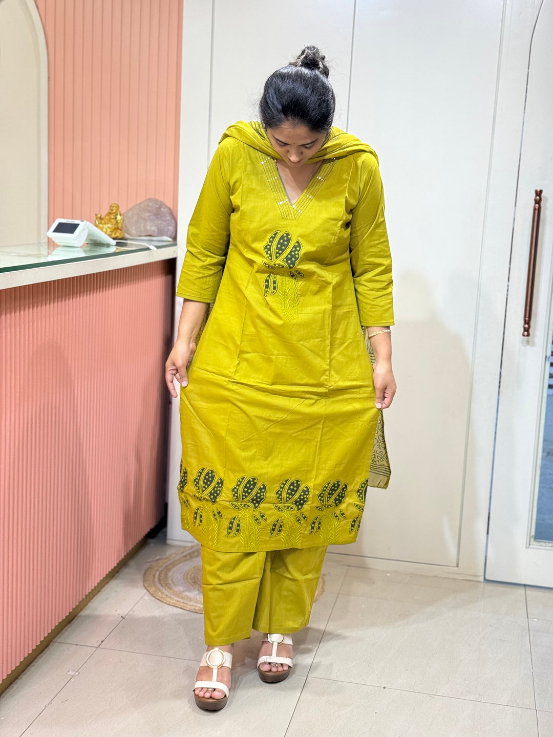 Cotton 3 Pc Kurta Set – Patch Work Collection | R146