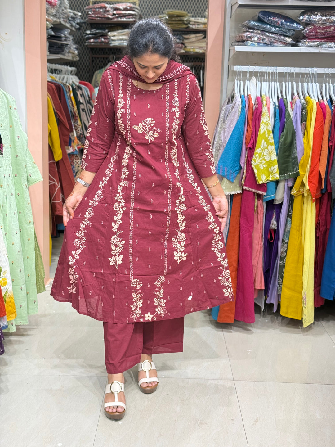 A-Line Cotton 3 Pcs Collection With Full Length Dupatta | R178