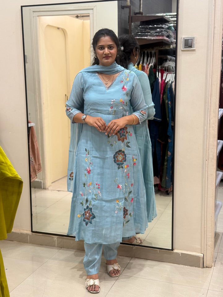 Mul Chanderi Collection with Hand Brush paint and Embroidery work (Cotton Lining) | R206