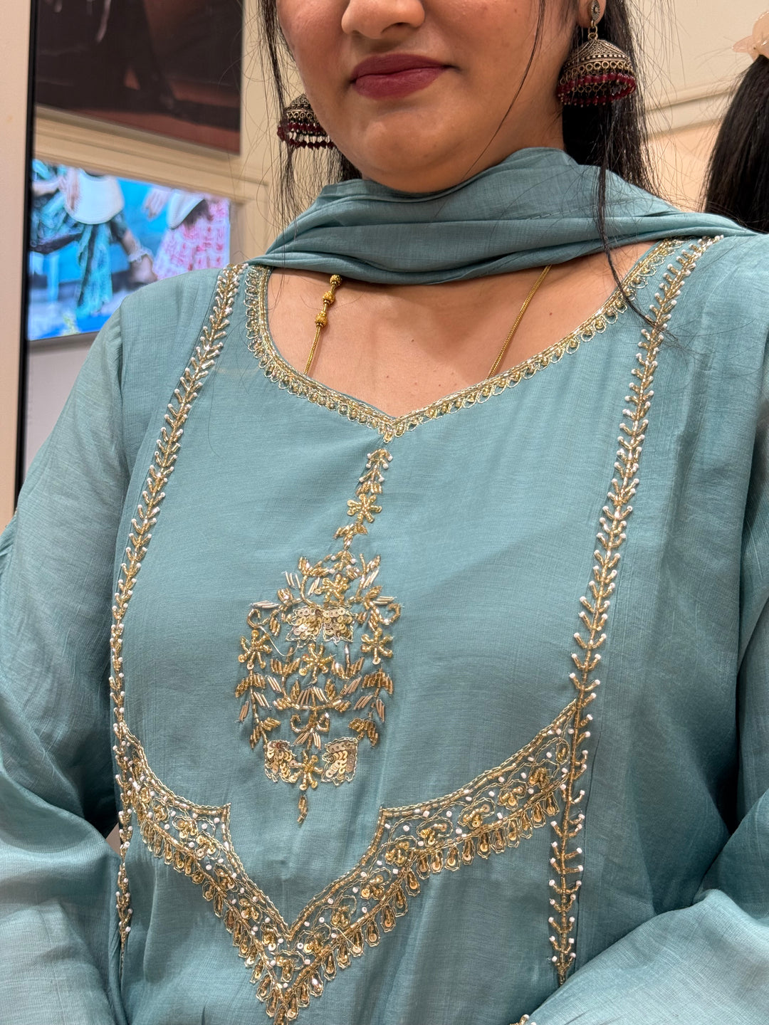 Premium Mul Chanderi with Cut Dana work Party Wear Collection | R206
