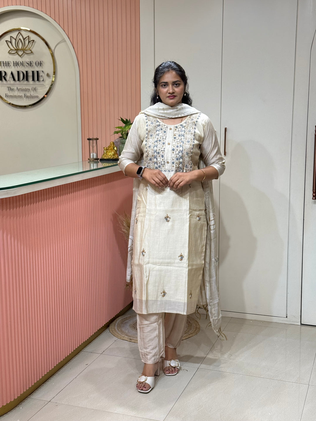 Pure Jamdani Collection with full Length Dupatta and Hand embroidery work (Cotton Lining )| R211
