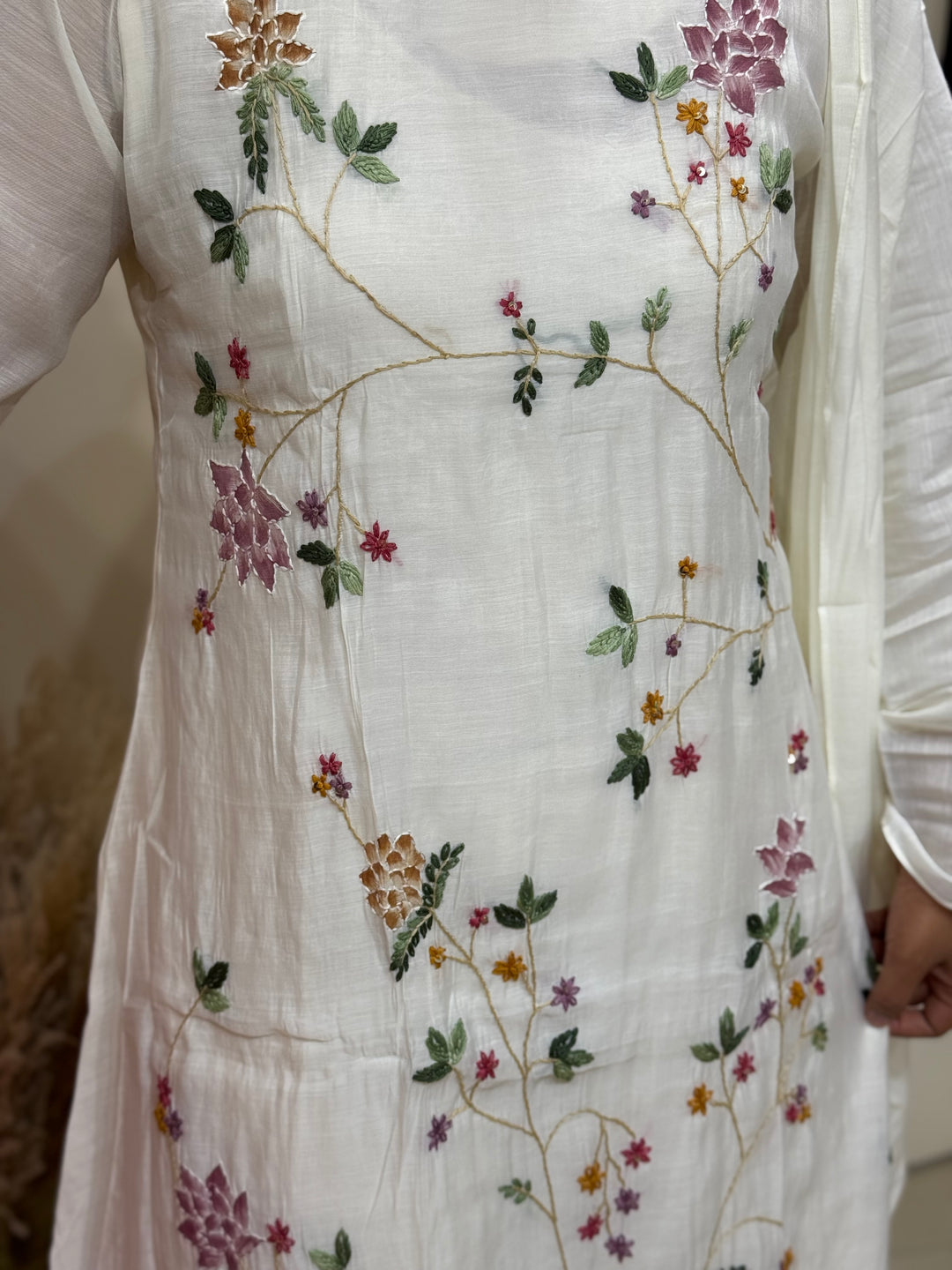 Mul Chanderi Collection with Handwork ( Cotton Lining )| R217