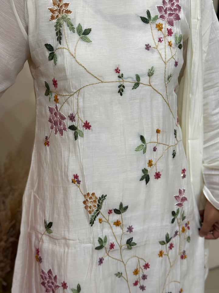 Mul Chanderi Collection with Handwork ( Cotton Lining )| R217