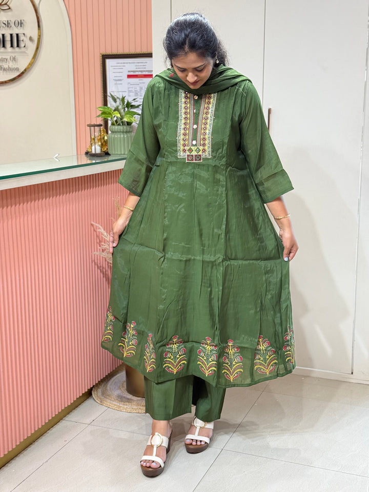 Mul Chanderi Collection with High neck | R216