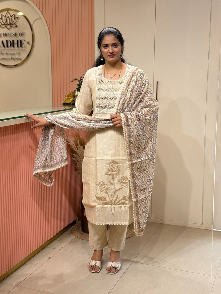 Pure Jamdhani Designer 3 Pcs Set Collection (Cotton Lining)| R211