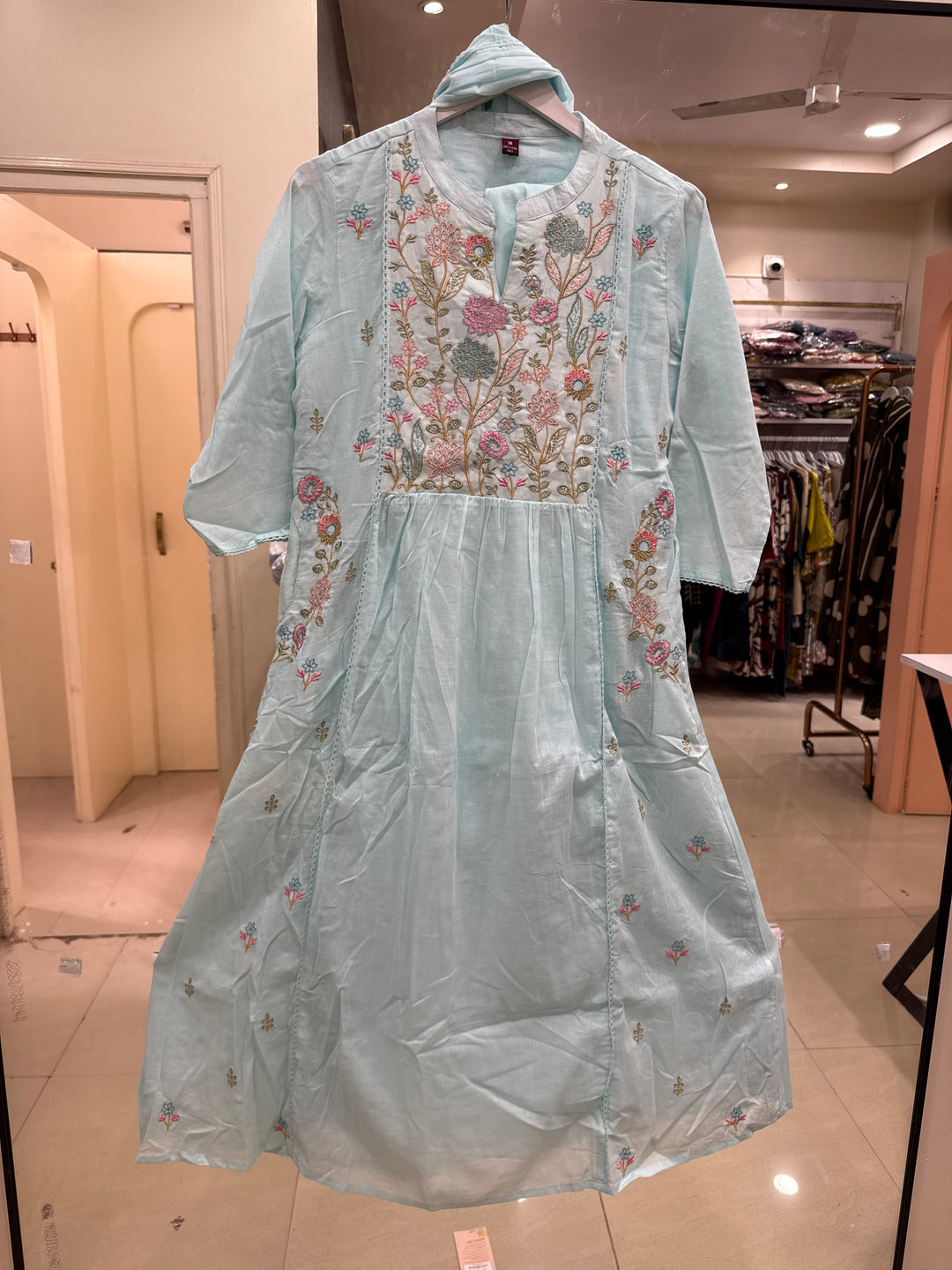 Pure Mul Cotton with Embroidery Work (Cotton Lining)  | R168