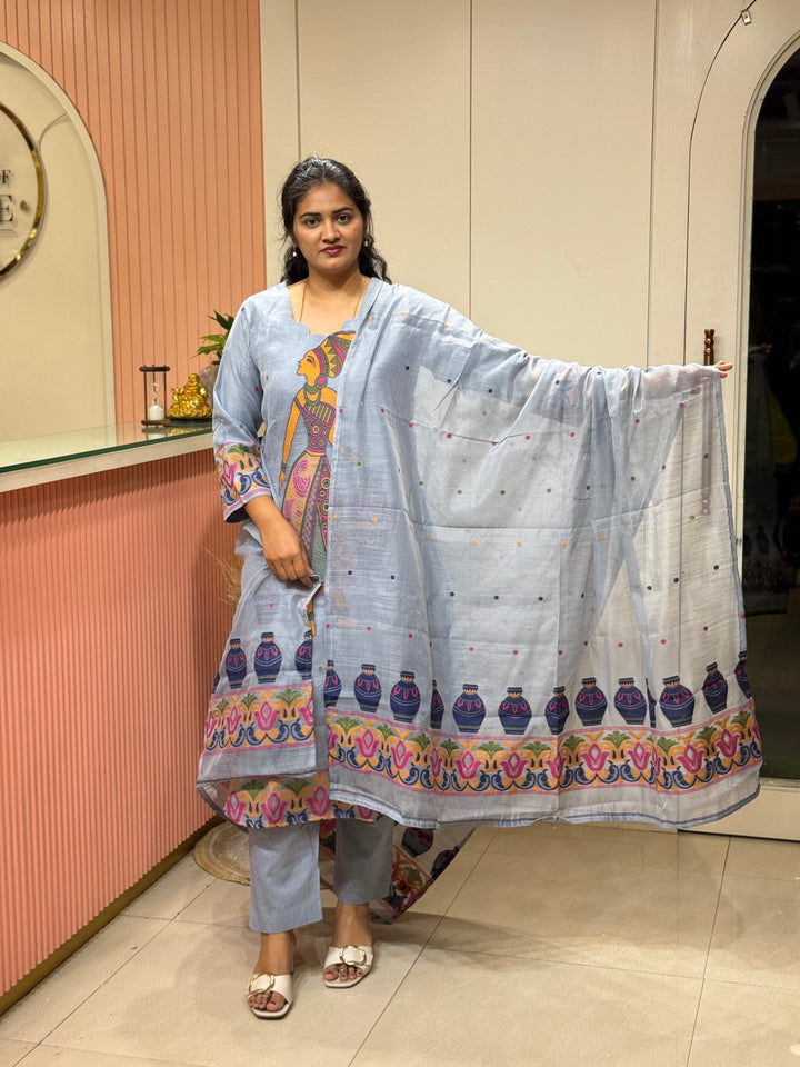 Pure Jamdhani Designer 3 Pcs Set Collection (Cotton Lining)| R211