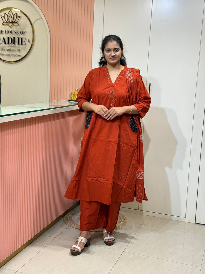 Trending Cotton 3 Pcs Kurta Set for Women Summer Collection |RADHE99