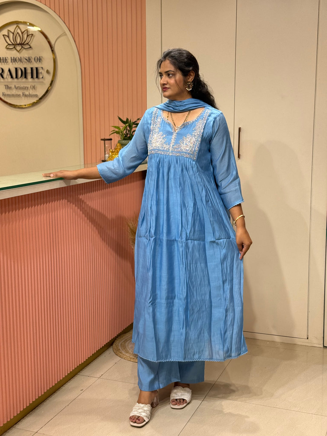 Mul Chanderi Collection with Handwork ( Cotton Lining )| R217